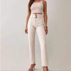 ❌sold❌reformation Cynthia Belted High Rise Straight Jeans